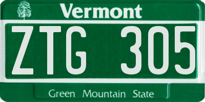 VT license plate ZTG305