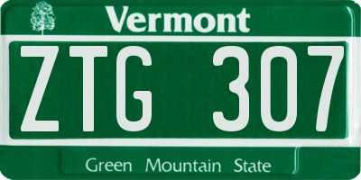 VT license plate ZTG307