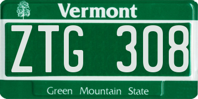 VT license plate ZTG308