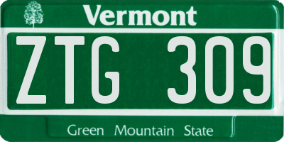 VT license plate ZTG309