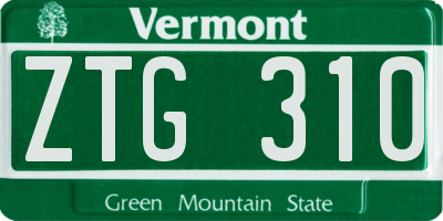 VT license plate ZTG310