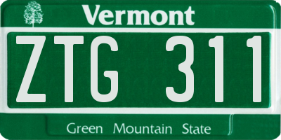 VT license plate ZTG311