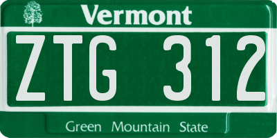 VT license plate ZTG312