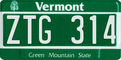 VT license plate ZTG314