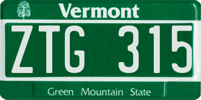 VT license plate ZTG315