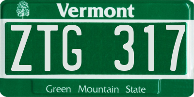 VT license plate ZTG317