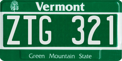 VT license plate ZTG321