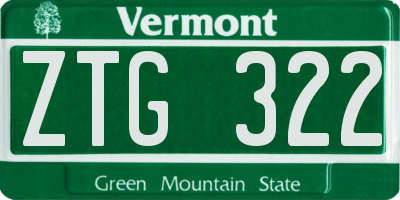 VT license plate ZTG322