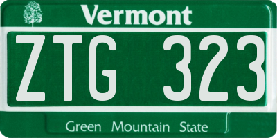 VT license plate ZTG323