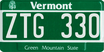 VT license plate ZTG330