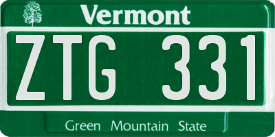 VT license plate ZTG331
