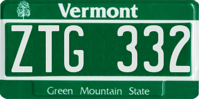 VT license plate ZTG332