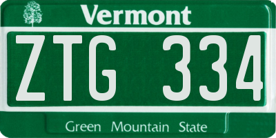 VT license plate ZTG334
