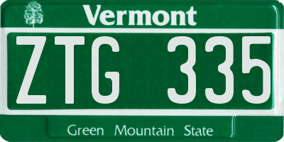 VT license plate ZTG335