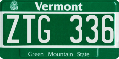 VT license plate ZTG336