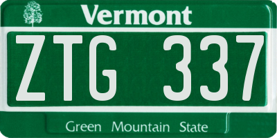 VT license plate ZTG337