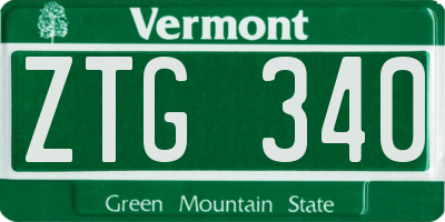 VT license plate ZTG340