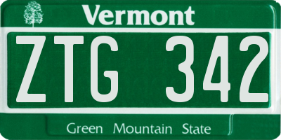 VT license plate ZTG342