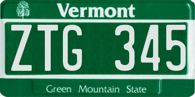 VT license plate ZTG345