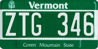 VT license plate ZTG346