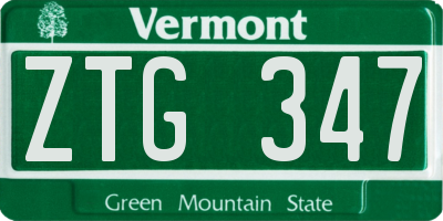 VT license plate ZTG347