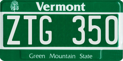VT license plate ZTG350