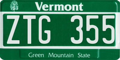 VT license plate ZTG355