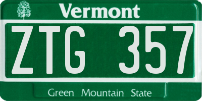 VT license plate ZTG357