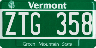 VT license plate ZTG358