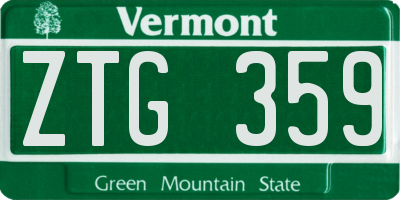 VT license plate ZTG359