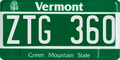 VT license plate ZTG360