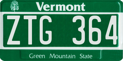 VT license plate ZTG364