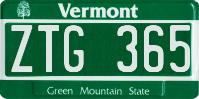 VT license plate ZTG365