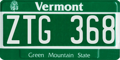 VT license plate ZTG368