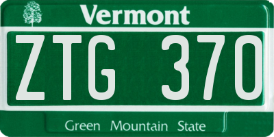 VT license plate ZTG370