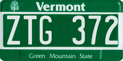 VT license plate ZTG372