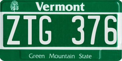 VT license plate ZTG376
