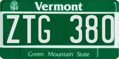 VT license plate ZTG380