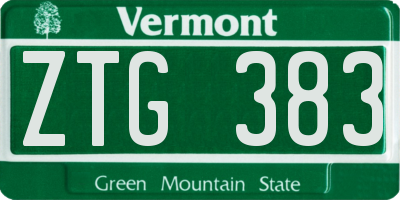 VT license plate ZTG383