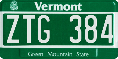 VT license plate ZTG384