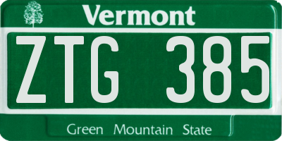 VT license plate ZTG385