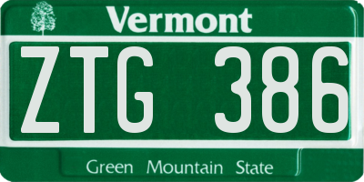 VT license plate ZTG386