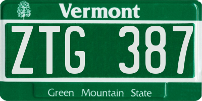 VT license plate ZTG387