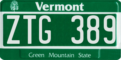 VT license plate ZTG389