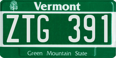 VT license plate ZTG391