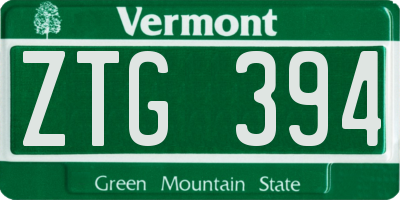 VT license plate ZTG394