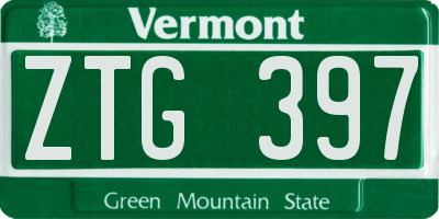 VT license plate ZTG397