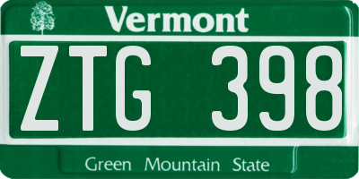 VT license plate ZTG398