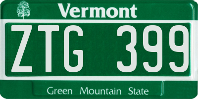 VT license plate ZTG399