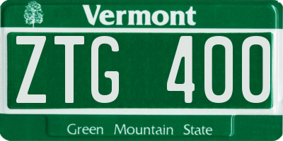 VT license plate ZTG400
